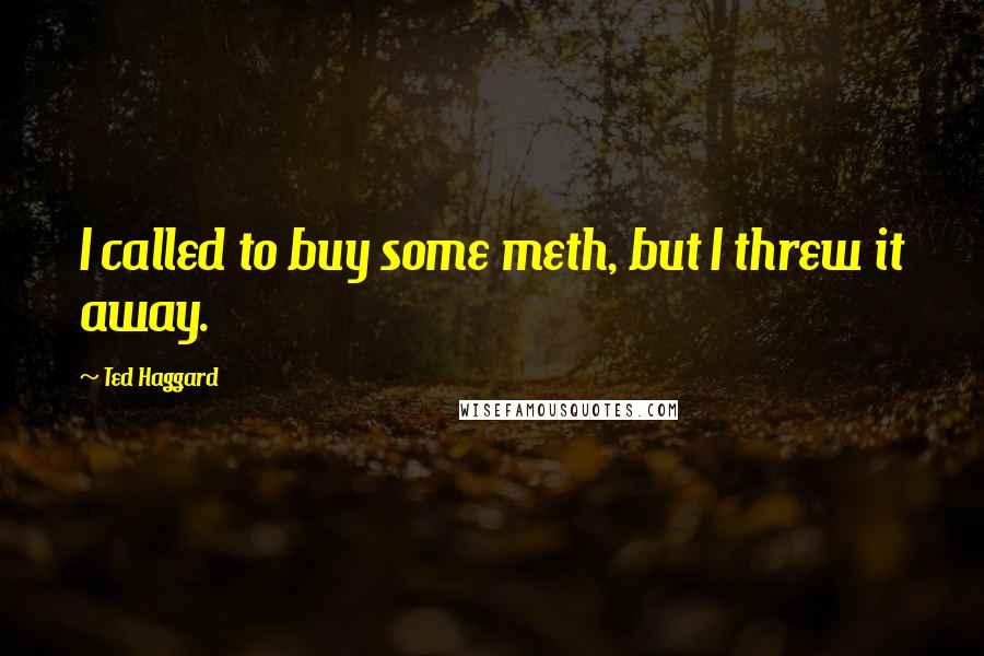 Ted Haggard Quotes: I called to buy some meth, but I threw it away.