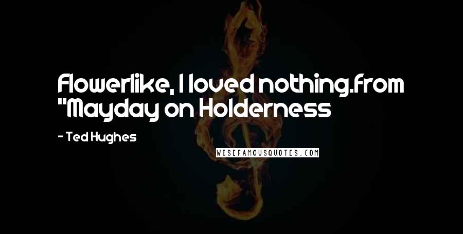 Ted Hughes Quotes: Flowerlike, I loved nothing.from "Mayday on Holderness