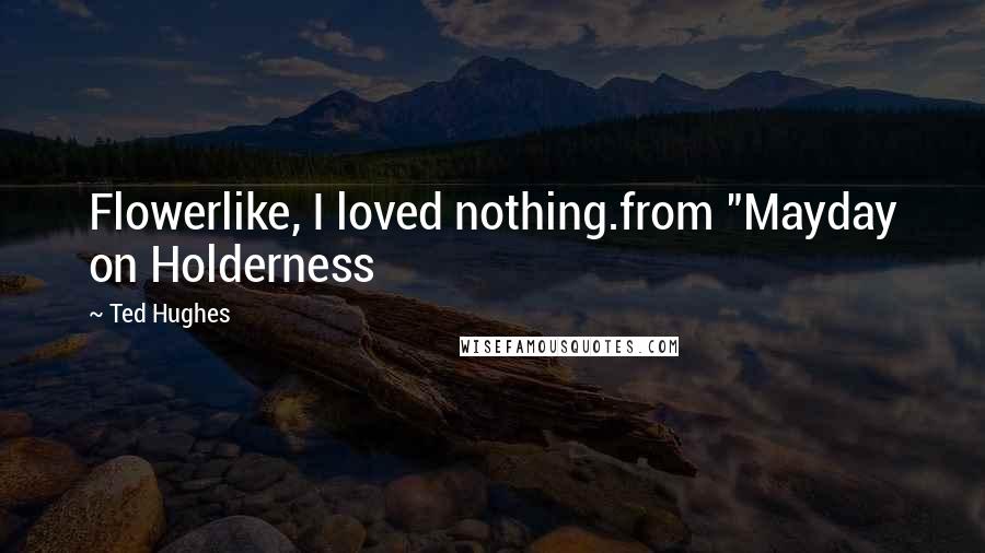 Ted Hughes Quotes: Flowerlike, I loved nothing.from "Mayday on Holderness