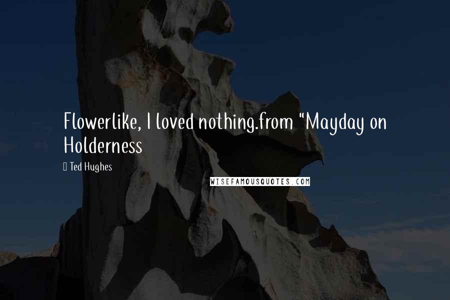 Ted Hughes Quotes: Flowerlike, I loved nothing.from "Mayday on Holderness