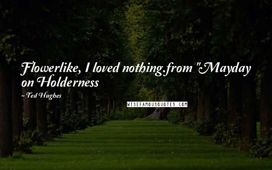 Ted Hughes Quotes: Flowerlike, I loved nothing.from "Mayday on Holderness