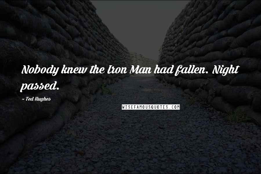 Ted Hughes Quotes: Nobody knew the Iron Man had fallen. Night passed.