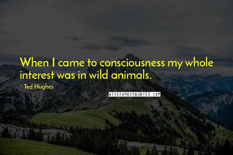 Ted Hughes Quotes: When I came to consciousness my whole interest was in wild animals.