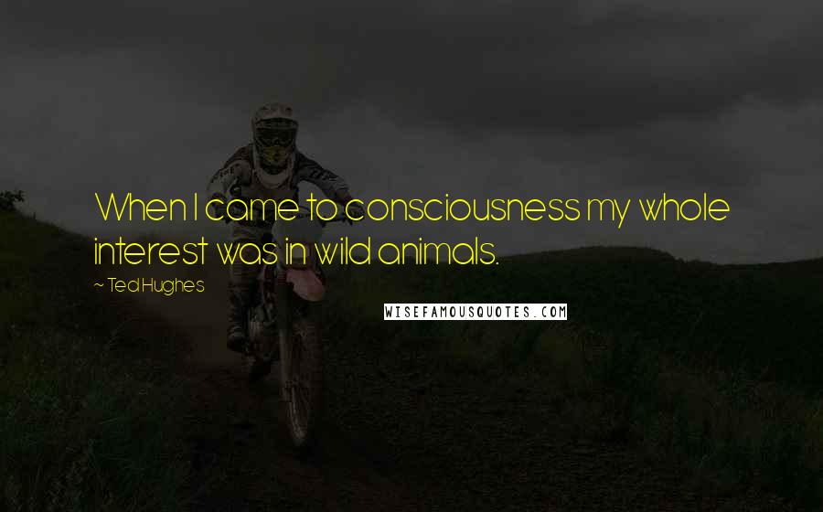 Ted Hughes Quotes: When I came to consciousness my whole interest was in wild animals.
