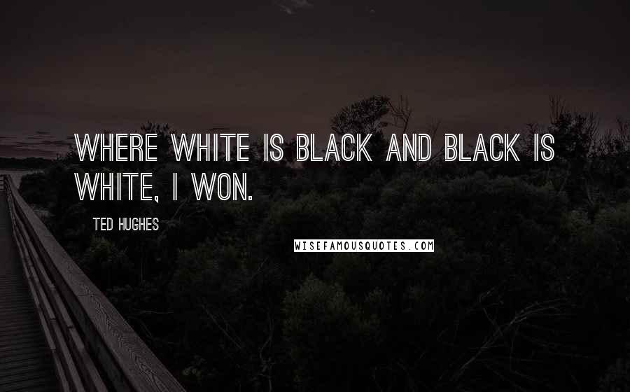 Ted Hughes Quotes: Where white is black and black is white, I won.