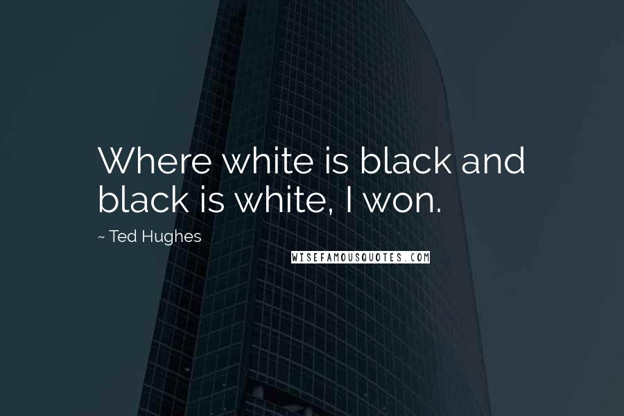 Ted Hughes Quotes: Where white is black and black is white, I won.