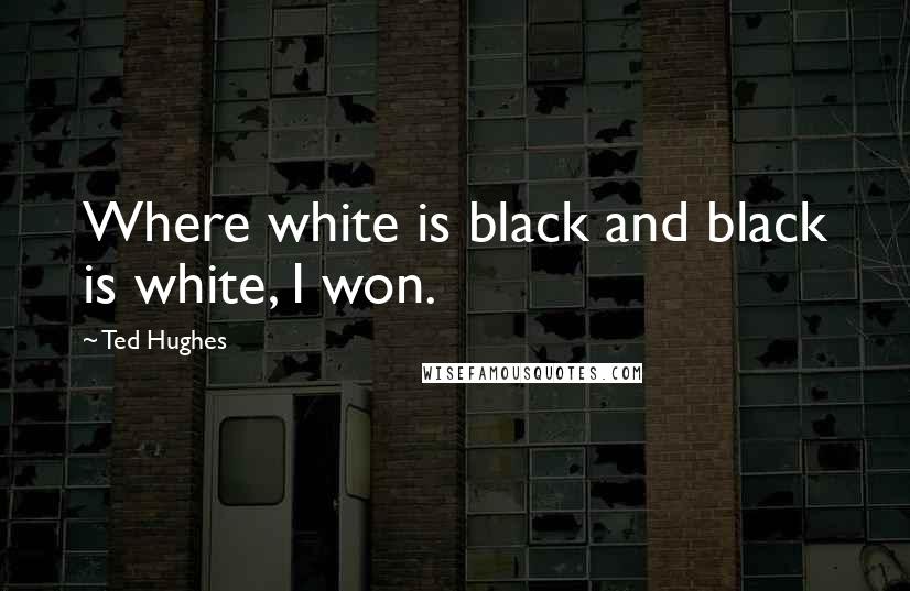 Ted Hughes Quotes: Where white is black and black is white, I won.