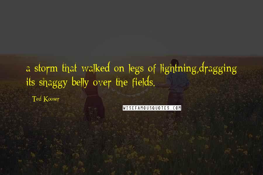 Ted Kooser Quotes: a storm that walked on legs of lightning,dragging its shaggy belly over the fields.