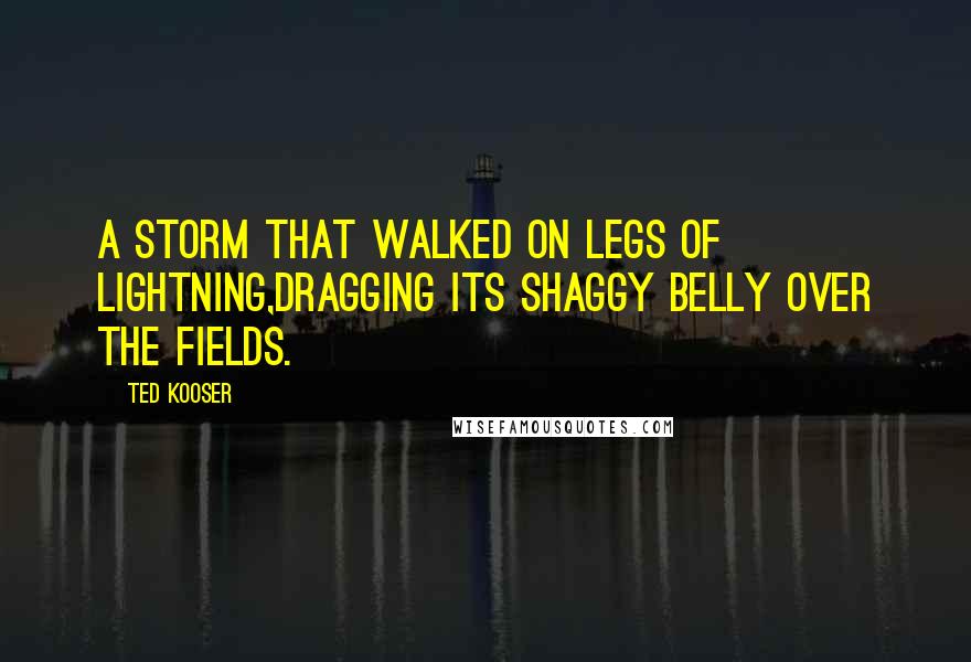 Ted Kooser Quotes: a storm that walked on legs of lightning,dragging its shaggy belly over the fields.
