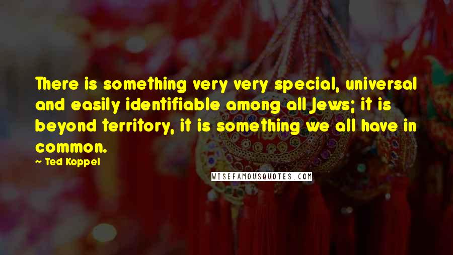 Ted Koppel Quotes: There is something very very special, universal and easily identifiable among all Jews; it is beyond territory, it is something we all have in common.