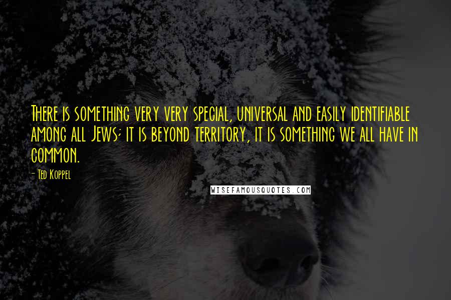 Ted Koppel Quotes: There is something very very special, universal and easily identifiable among all Jews; it is beyond territory, it is something we all have in common.