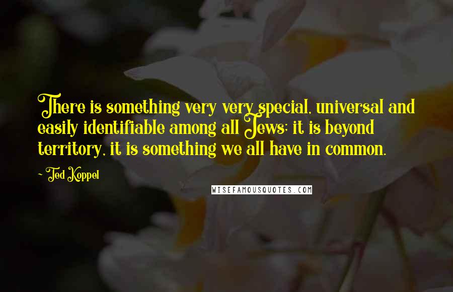 Ted Koppel Quotes: There is something very very special, universal and easily identifiable among all Jews; it is beyond territory, it is something we all have in common.