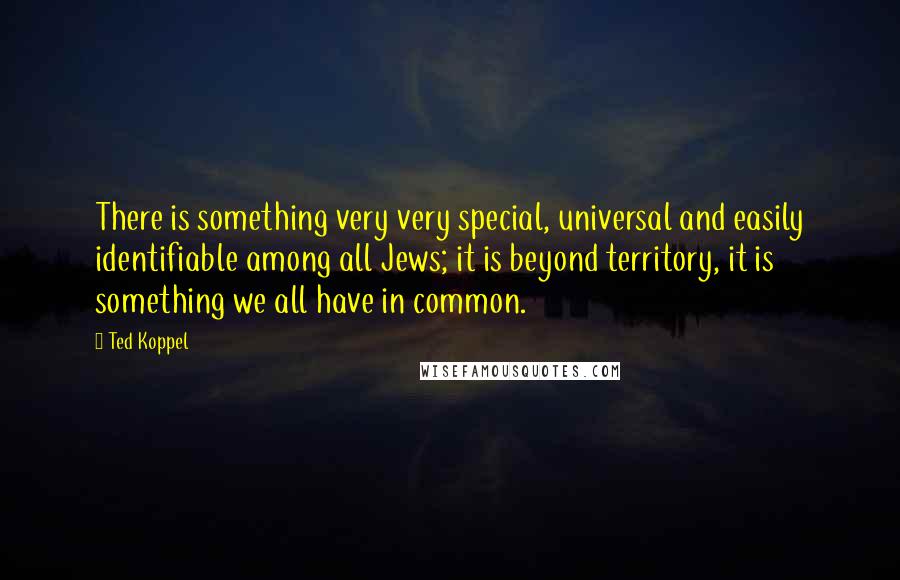 Ted Koppel Quotes: There is something very very special, universal and easily identifiable among all Jews; it is beyond territory, it is something we all have in common.