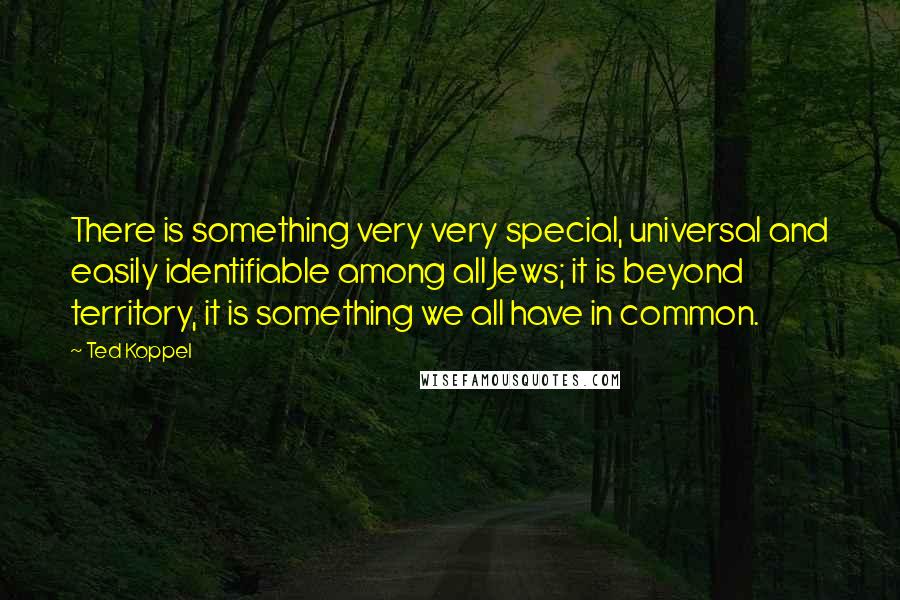 Ted Koppel Quotes: There is something very very special, universal and easily identifiable among all Jews; it is beyond territory, it is something we all have in common.