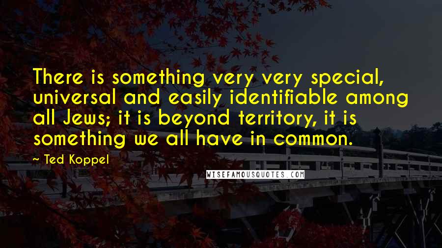 Ted Koppel Quotes: There is something very very special, universal and easily identifiable among all Jews; it is beyond territory, it is something we all have in common.