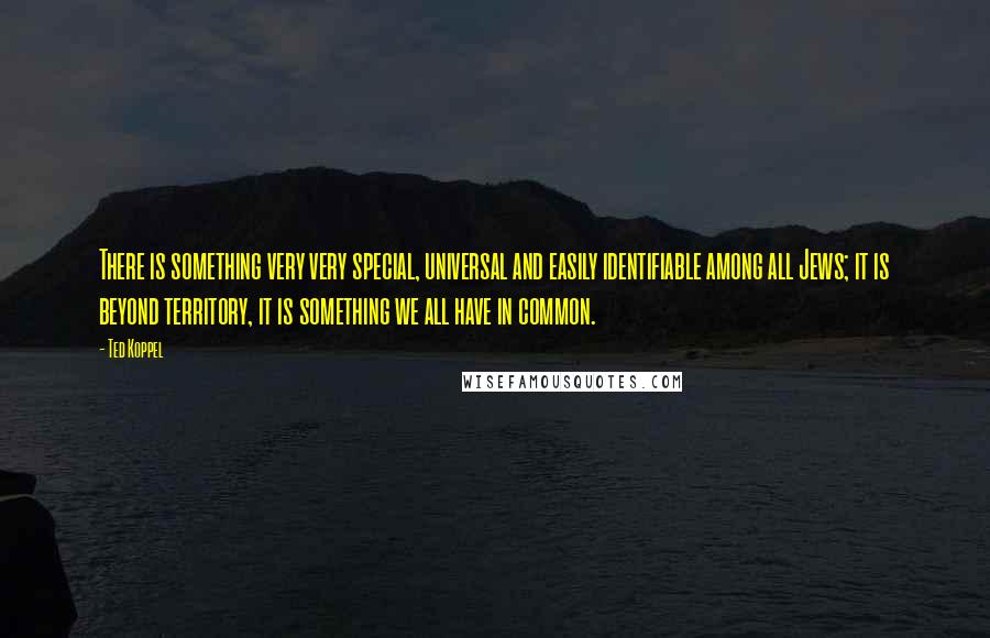 Ted Koppel Quotes: There is something very very special, universal and easily identifiable among all Jews; it is beyond territory, it is something we all have in common.