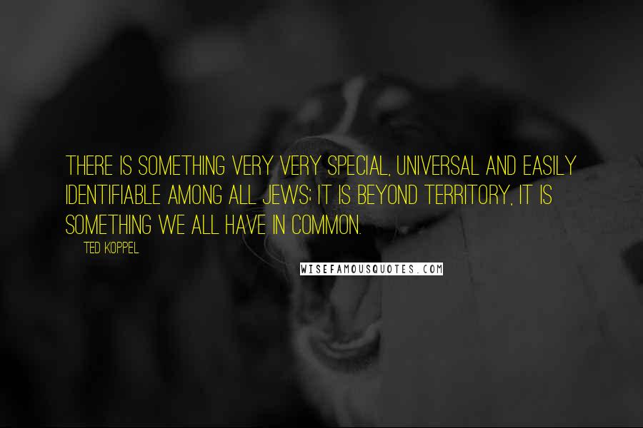 Ted Koppel Quotes: There is something very very special, universal and easily identifiable among all Jews; it is beyond territory, it is something we all have in common.