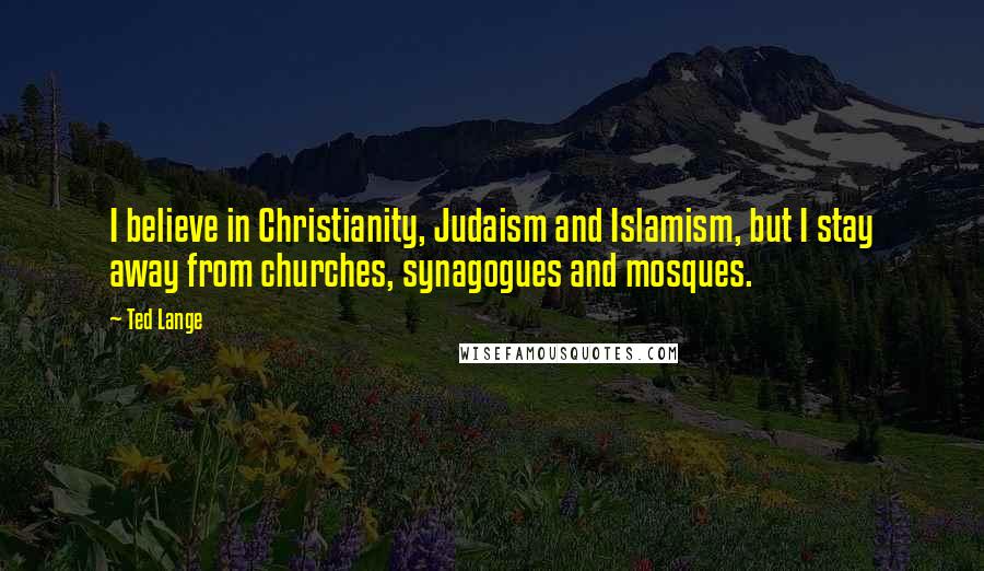 Ted Lange Quotes: I believe in Christianity, Judaism and Islamism, but I stay away from churches, synagogues and mosques.