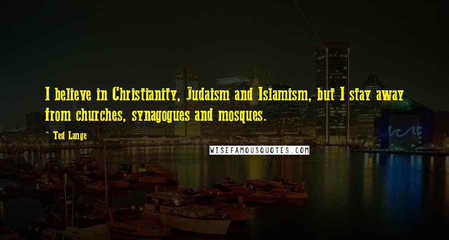 Ted Lange Quotes: I believe in Christianity, Judaism and Islamism, but I stay away from churches, synagogues and mosques.