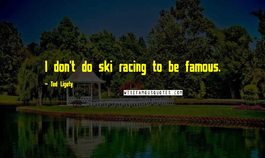 Ted Ligety Quotes: I don't do ski racing to be famous.