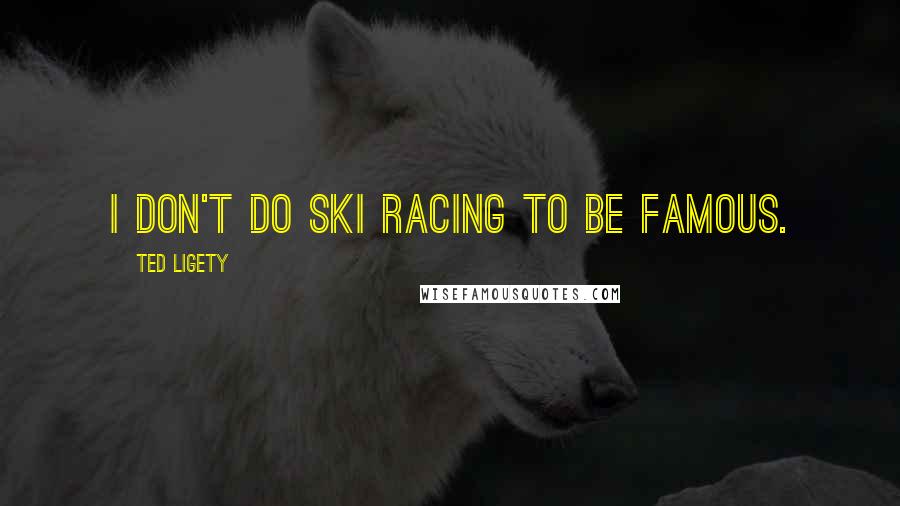 Ted Ligety Quotes: I don't do ski racing to be famous.