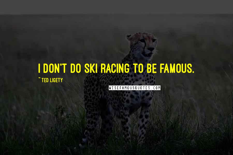 Ted Ligety Quotes: I don't do ski racing to be famous.