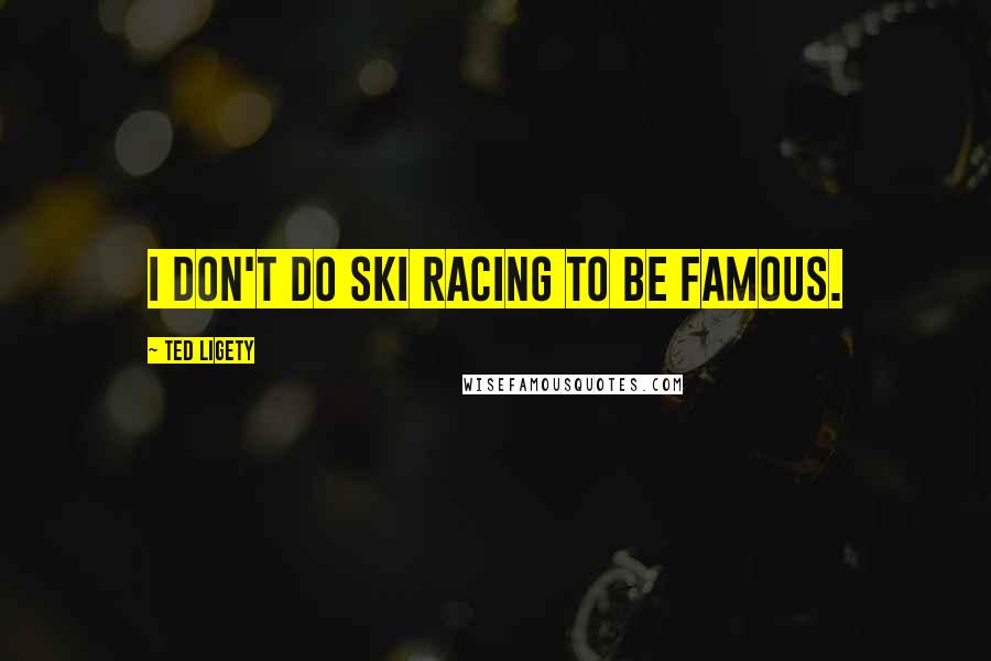 Ted Ligety Quotes: I don't do ski racing to be famous.