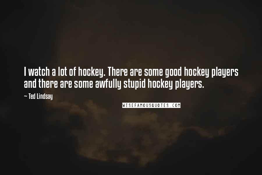 Ted Lindsay Quotes: I watch a lot of hockey. There are some good hockey players and there are some awfully stupid hockey players.