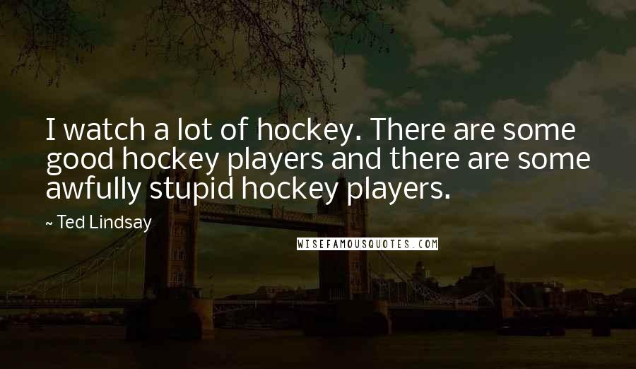 Ted Lindsay Quotes: I watch a lot of hockey. There are some good hockey players and there are some awfully stupid hockey players.