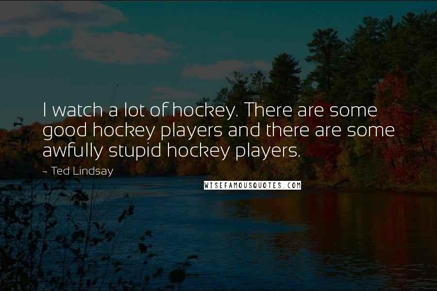 Ted Lindsay Quotes: I watch a lot of hockey. There are some good hockey players and there are some awfully stupid hockey players.