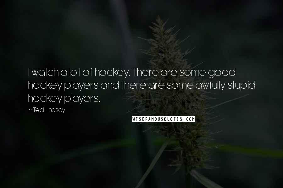 Ted Lindsay Quotes: I watch a lot of hockey. There are some good hockey players and there are some awfully stupid hockey players.