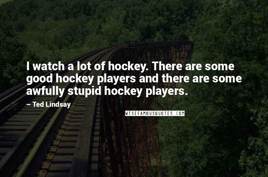 Ted Lindsay Quotes: I watch a lot of hockey. There are some good hockey players and there are some awfully stupid hockey players.