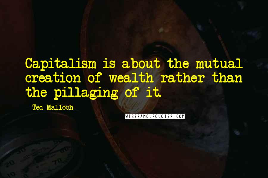 Ted Malloch Quotes: Capitalism is about the mutual creation of wealth rather than the pillaging of it.