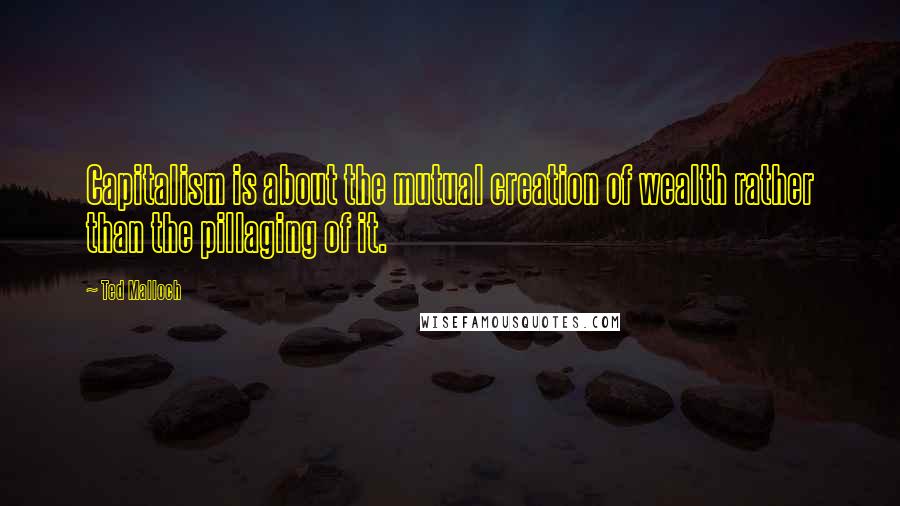 Ted Malloch Quotes: Capitalism is about the mutual creation of wealth rather than the pillaging of it.