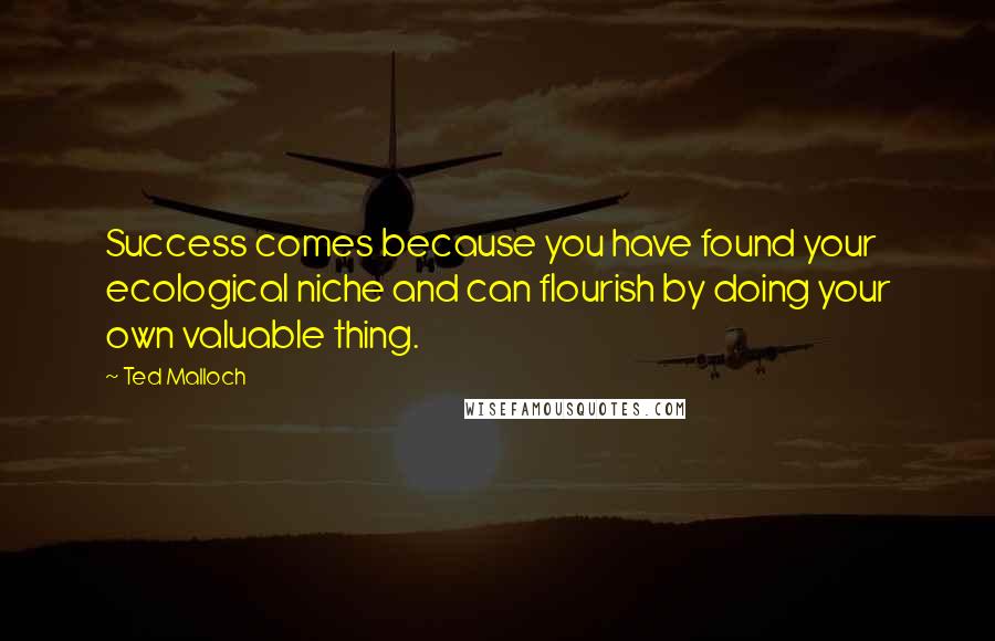 Ted Malloch Quotes: Success comes because you have found your ecological niche and can flourish by doing your own valuable thing.