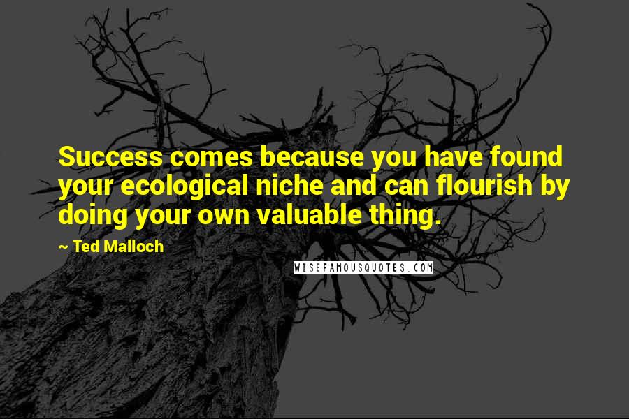 Ted Malloch Quotes: Success comes because you have found your ecological niche and can flourish by doing your own valuable thing.
