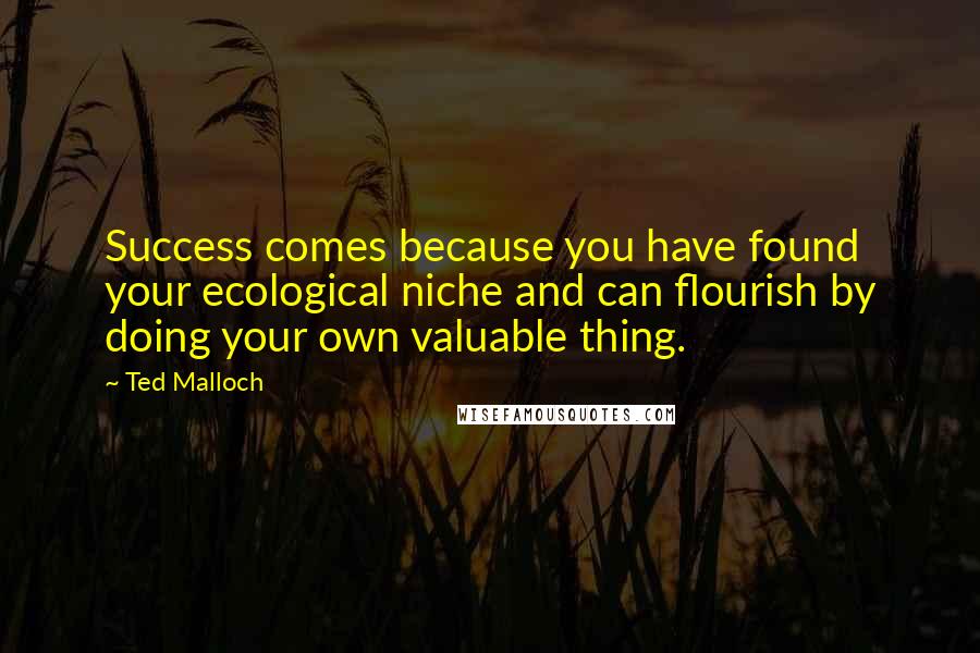 Ted Malloch Quotes: Success comes because you have found your ecological niche and can flourish by doing your own valuable thing.