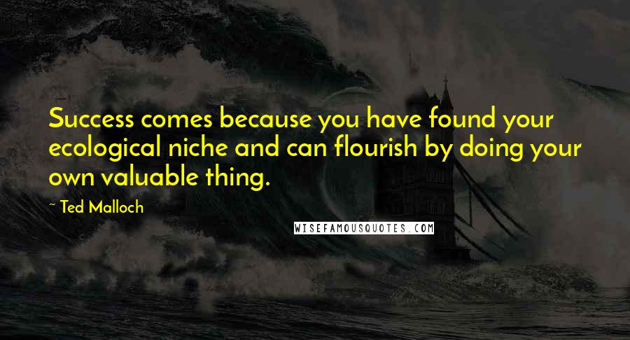 Ted Malloch Quotes: Success comes because you have found your ecological niche and can flourish by doing your own valuable thing.