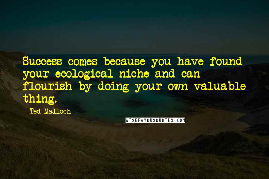 Ted Malloch Quotes: Success comes because you have found your ecological niche and can flourish by doing your own valuable thing.
