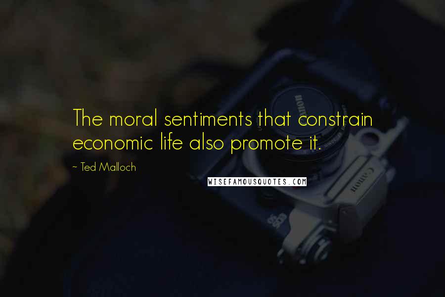 Ted Malloch Quotes: The moral sentiments that constrain economic life also promote it.