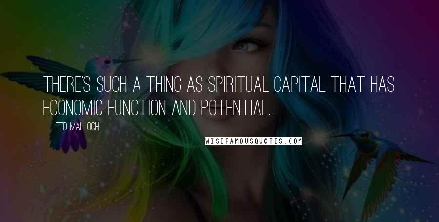 Ted Malloch Quotes: There's such a thing as spiritual capital that has economic function and potential.