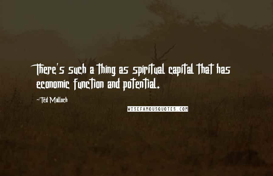 Ted Malloch Quotes: There's such a thing as spiritual capital that has economic function and potential.