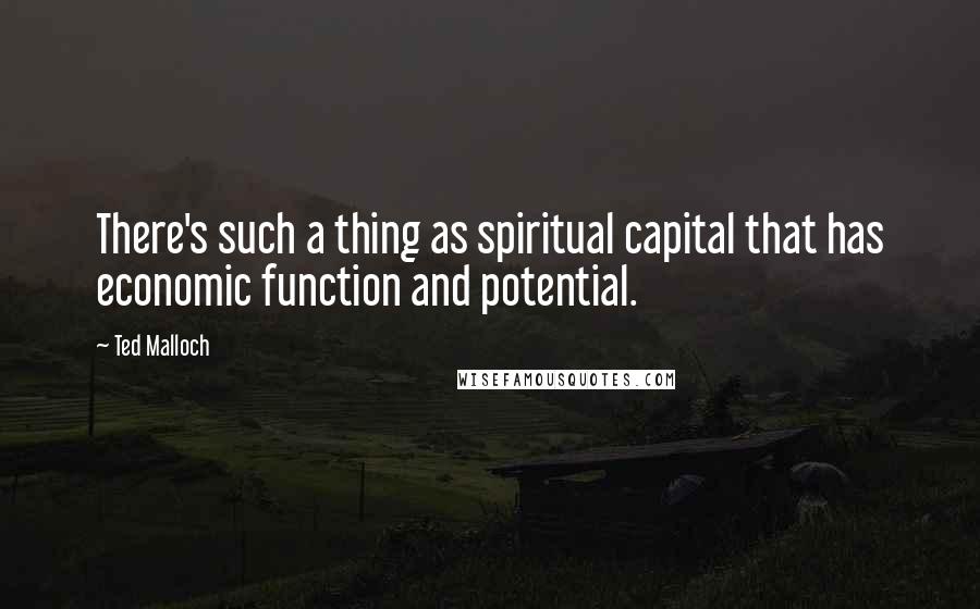 Ted Malloch Quotes: There's such a thing as spiritual capital that has economic function and potential.