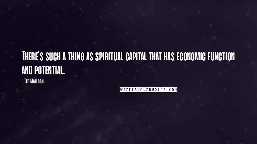 Ted Malloch Quotes: There's such a thing as spiritual capital that has economic function and potential.