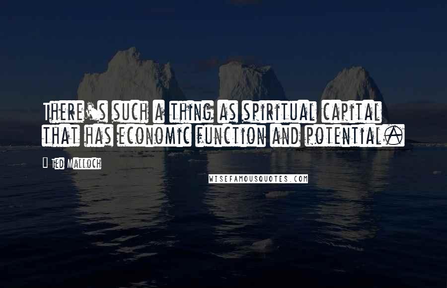 Ted Malloch Quotes: There's such a thing as spiritual capital that has economic function and potential.