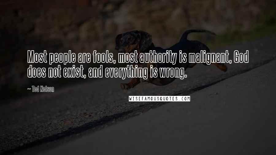 Ted Nelson Quotes: Most people are fools, most authority is malignant, God does not exist, and everything is wrong.