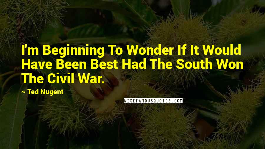 Ted Nugent Quotes: I'm Beginning To Wonder If It Would Have Been Best Had The South Won The Civil War.