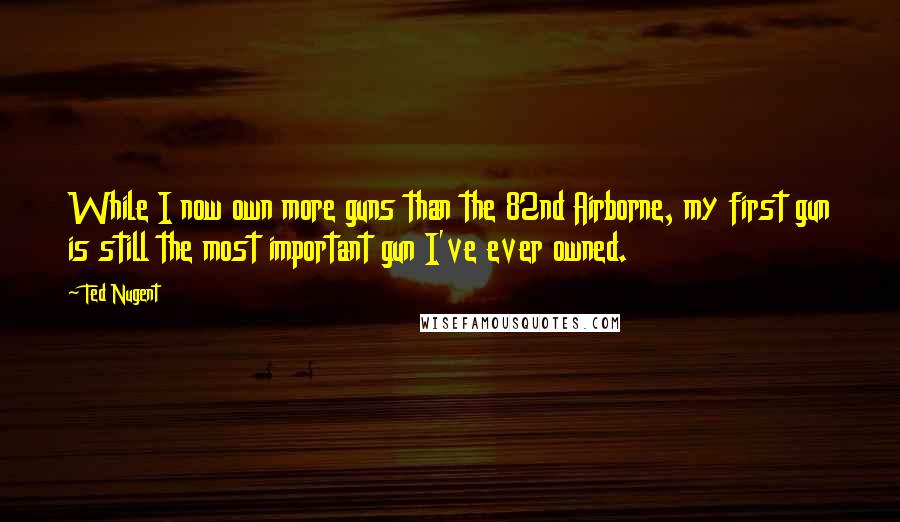 Ted Nugent Quotes: While I now own more guns than the 82nd Airborne, my first gun is still the most important gun I've ever owned.