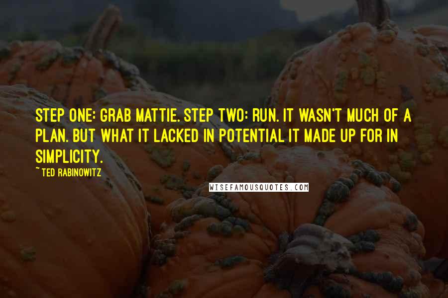 Ted Rabinowitz Quotes: Step One: Grab Mattie. Step Two: Run. It wasn't much of a plan. But what it lacked in potential it made up for in simplicity.