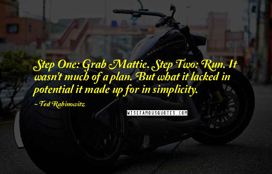 Ted Rabinowitz Quotes: Step One: Grab Mattie. Step Two: Run. It wasn't much of a plan. But what it lacked in potential it made up for in simplicity.